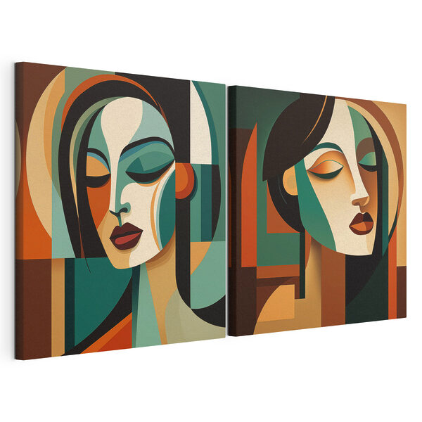 Deux photos du visage d'une femme Impression sur toile modulaire Deux photos du visage d'une femme