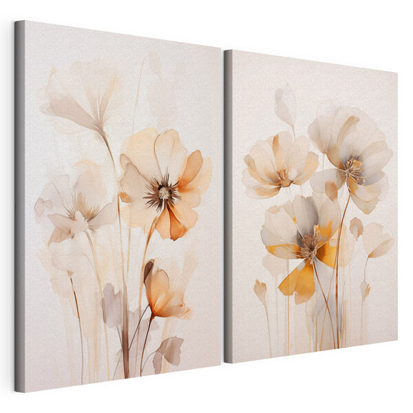 Peinture représentant des fleurs sur un fond blanc Impression sur toile modulaire Peinture représentant des fleurs sur un fond blanc