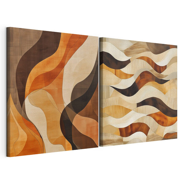 Des formes fluides aux teintes chaudes Impression sur toile modulaire Des formes fluides aux teintes chaudes