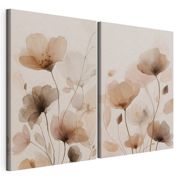 Des fleurs délicates aux teintes douces Impression sur toile modulaire Des fleurs délicates aux teintes douces