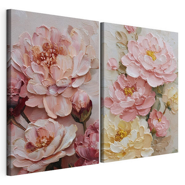 Des fleurs délicates aux teintes pastel douces Impression sur toile modulaire Des fleurs délicates aux teintes pastel douces