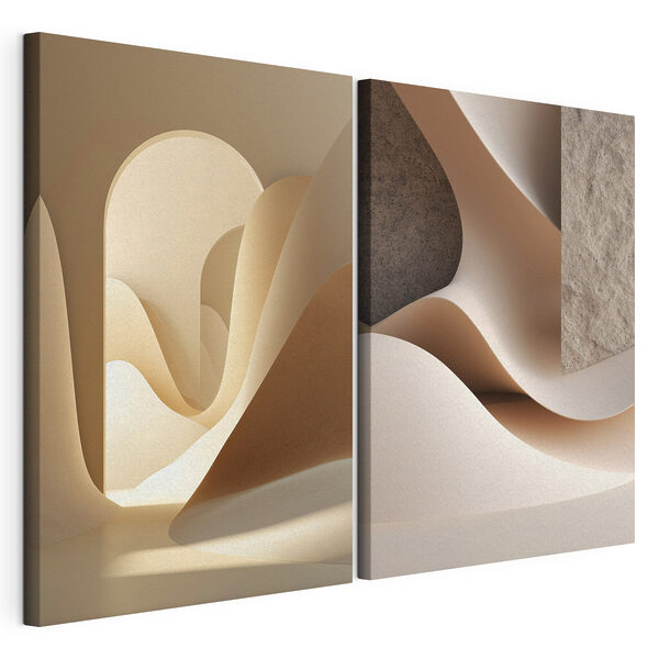 Collage représentant une pièce avec un objet courbe Impression sur toile modulaire Collage représentant une pièce avec un objet courbe