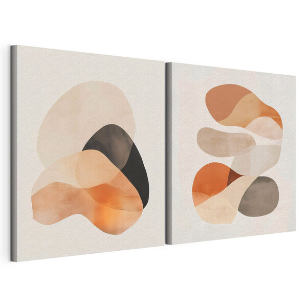 Des formes sinueuses dans des tons chauds Impression sur toile modulaire Des formes sinueuses dans des tons chauds