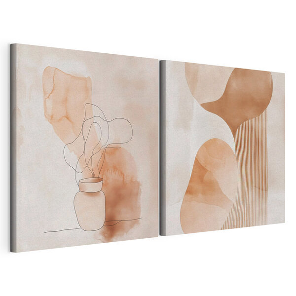 Deux tableaux représentant un vase et un vase avec une ampoule Impression sur toile modulaire Deux tableaux représentant un vase et un vase avec une ampoule