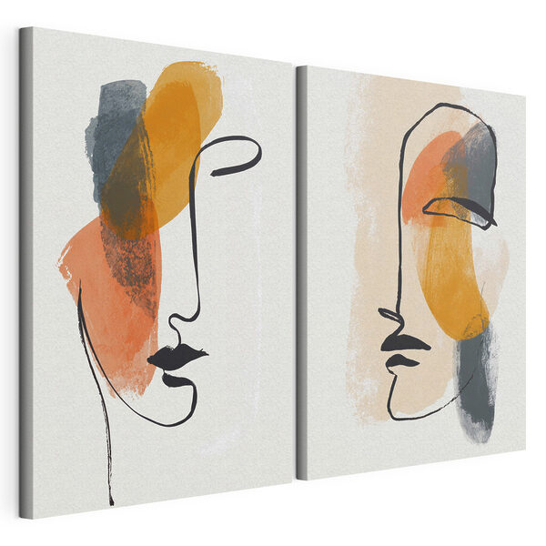 Impression sur toile modulaire Deux visages dessinés sur du papier