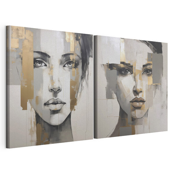 Peinture représentant le visage d'une femme Impression sur toile modulaire Peinture représentant le visage d'une femme