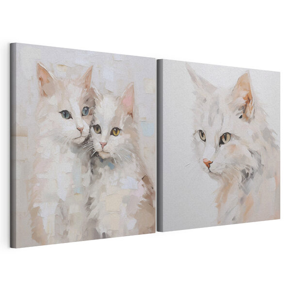 Impression sur toile modulaire Impression sur toile modulaire Deux tableaux représentant des chats (UGS : m30443)