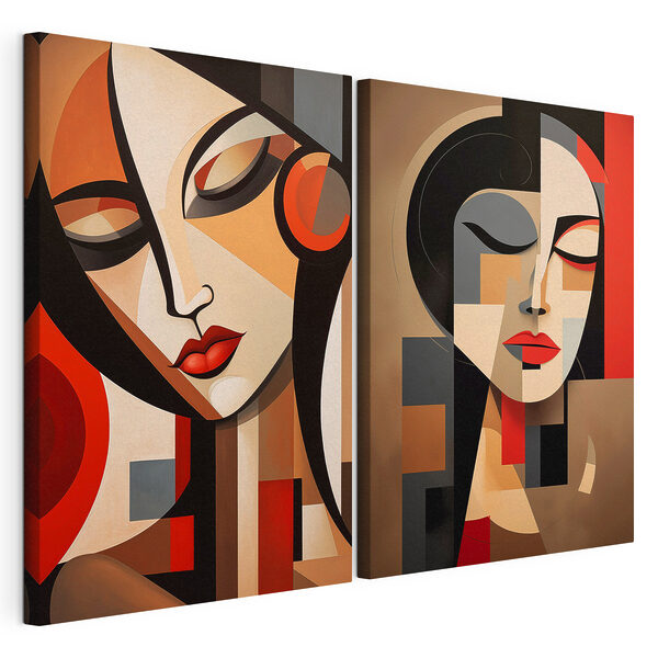 Deux tableaux représentant des femmes aux couleurs différentes Impression sur toile modulaire Deux tableaux représentant des femmes aux couleurs différentes