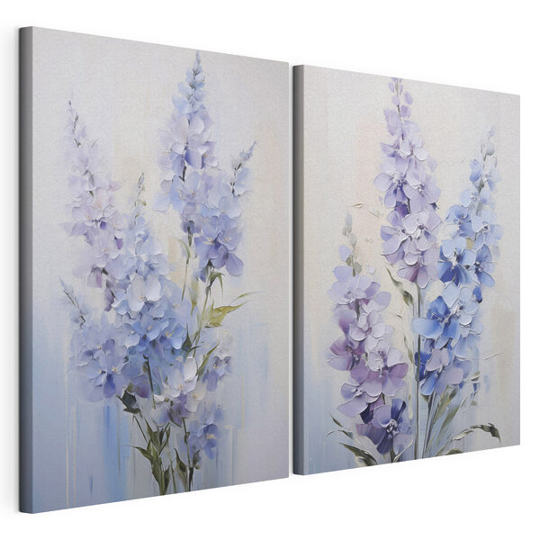 Impression sur toile modulaire Peinture représentant des fleurs sur fond blanc