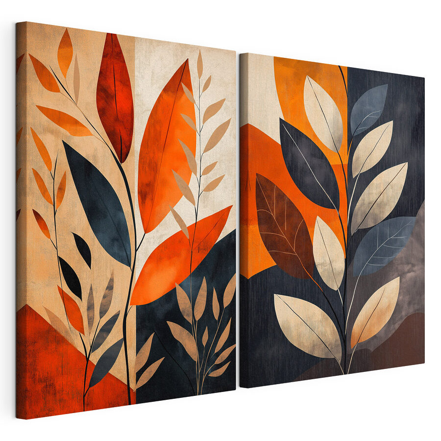 Tableau modulaire Peinture représentant des feuilles et des branches (UGS : m30886) Tableau modulaire Peinture représentant des feuilles et des branches (UGS : m30886)