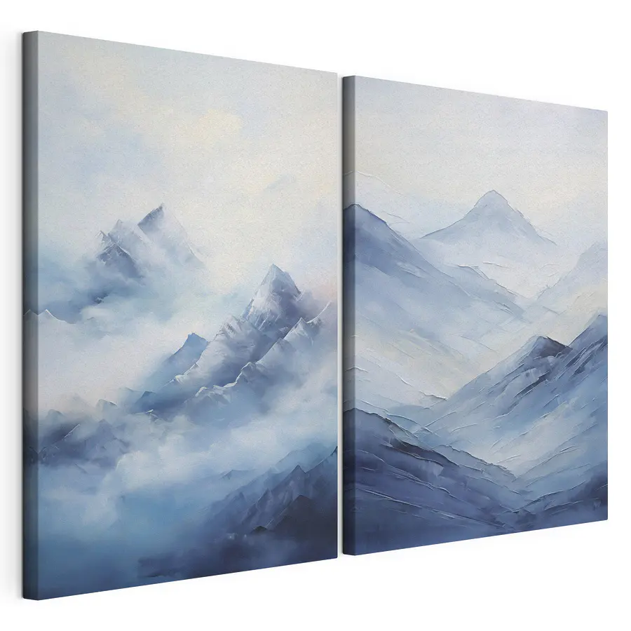 Tableau modulaire Peinture représentant des montagnes dans le brouillard (UGS : m30448)