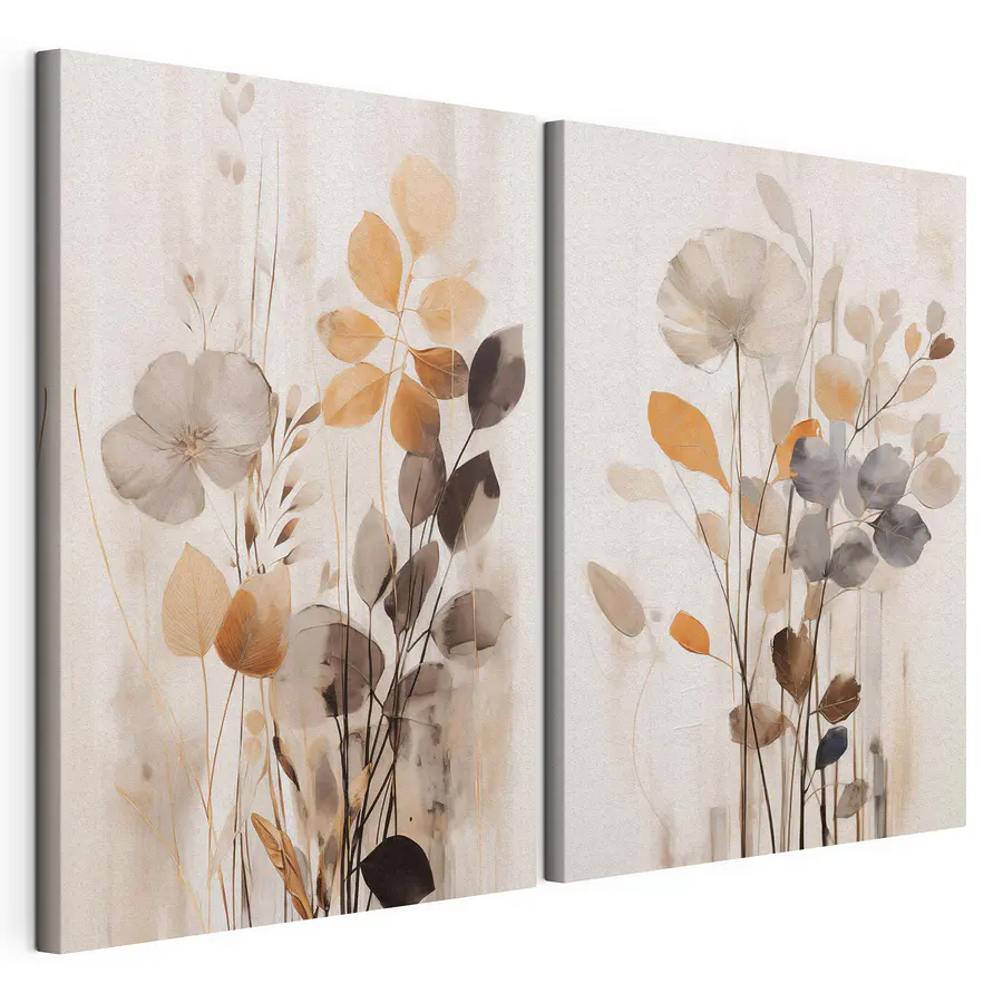 Tableau modulaire Peinture représentant des fleurs et des feuilles (UGS : m30470)