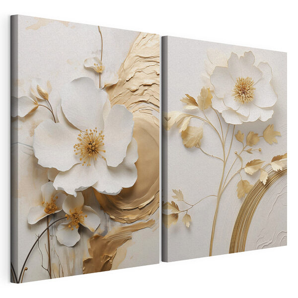 Des fleurs délicates aux détails élégants Impression sur toile modulaire Des fleurs délicates aux détails élégants