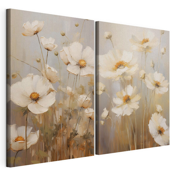 Des fleurs délicates aux teintes douces Impression sur toile modulaire Des fleurs délicates aux teintes douces