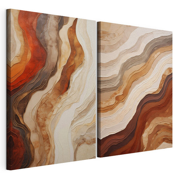 Des vagues fluides aux teintes terreuses Impression sur toile modulaire Des vagues fluides aux teintes terreuses
