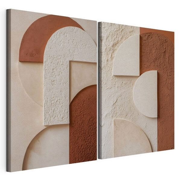 Des formes abstraites dans des tons harmonieux Impression sur toile modulaire Des formes abstraites dans des tons harmonieux