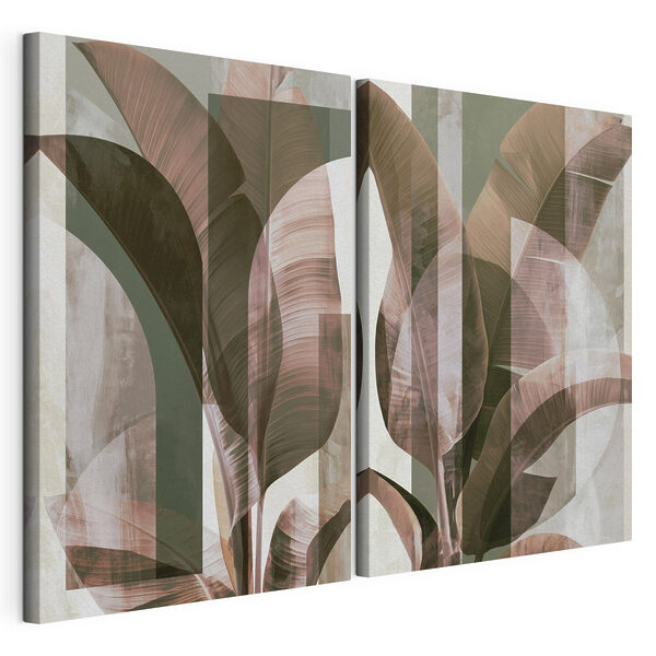 Œuvre d'art botanique abstraite dans des tons neutres Impression sur toile modulaire Œuvre d'art botanique abstraite dans des tons neutres