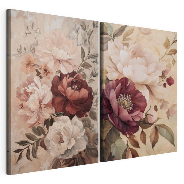 Des fleurs élégantes aux teintes douces Impression sur toile modulaire Des fleurs élégantes aux teintes douces