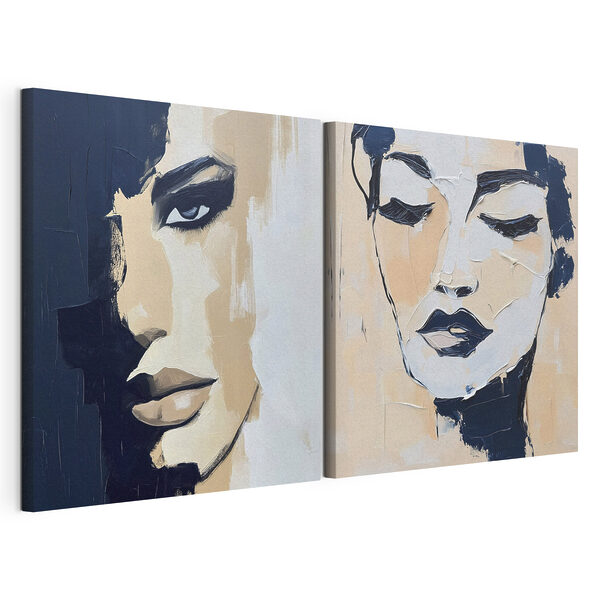 Impression sur toile modulaire Peinture représentant le visage d'une femme
