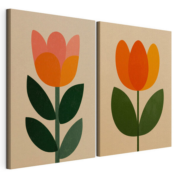 Impression sur toile modulaire Quelques fleurs avec des feuilles