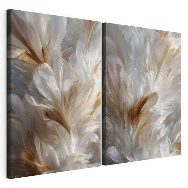 Impression sur toile modulaire Des plumes délicates aux teintes douces