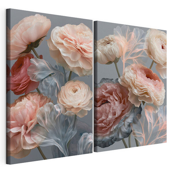 Fleurs aux teintes pastel Impression sur toile modulaire Fleurs aux teintes pastel