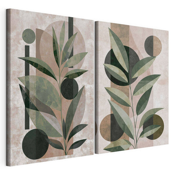 Aménagement végétal raffiné aux formes géométriques Impression sur toile modulaire Aménagement végétal raffiné aux formes géométriques