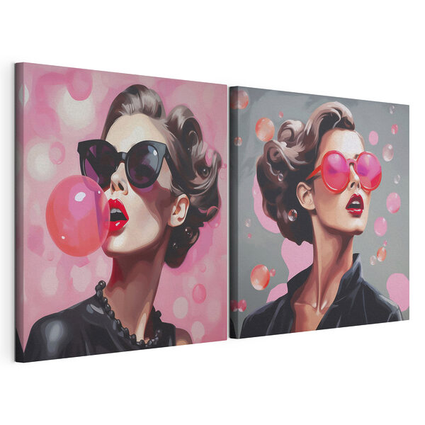 Impression sur toile modulaire Collage représentant une femme portant des lunettes de soleil
