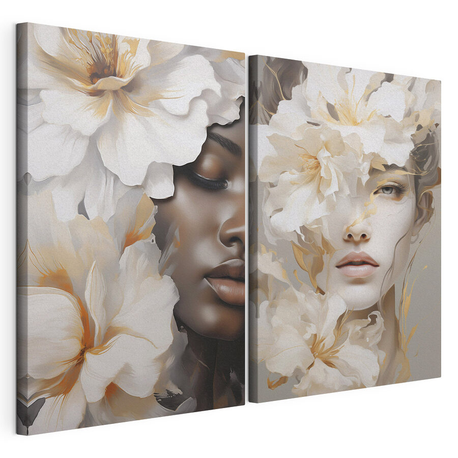 Tableau modulaire Femme avec des fleurs autour du visage (UGS : m30554) Tableau modulaire Femme avec des fleurs autour du visage (UGS : m30554)