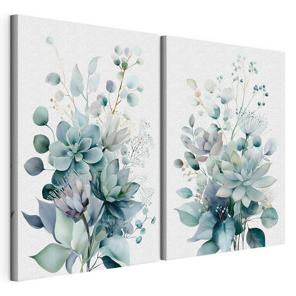 Des fleurs délicates aux teintes douces et discrètes Impression sur toile modulaire Des fleurs délicates aux teintes douces et discrètes
