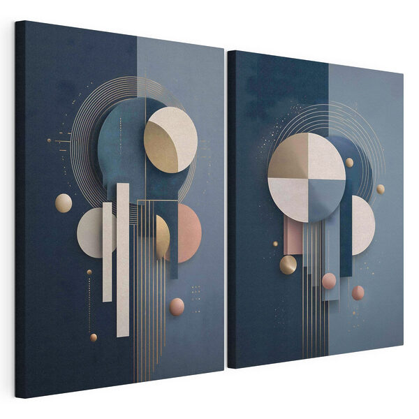 Impression sur toile modulaire Collage artistique composé de cercles et de lignes