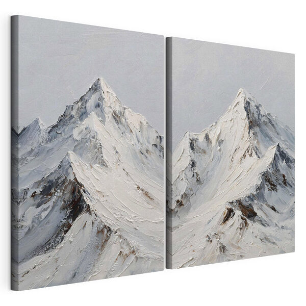 Montagne enneigée Impression sur toile modulaire Montagne enneigée