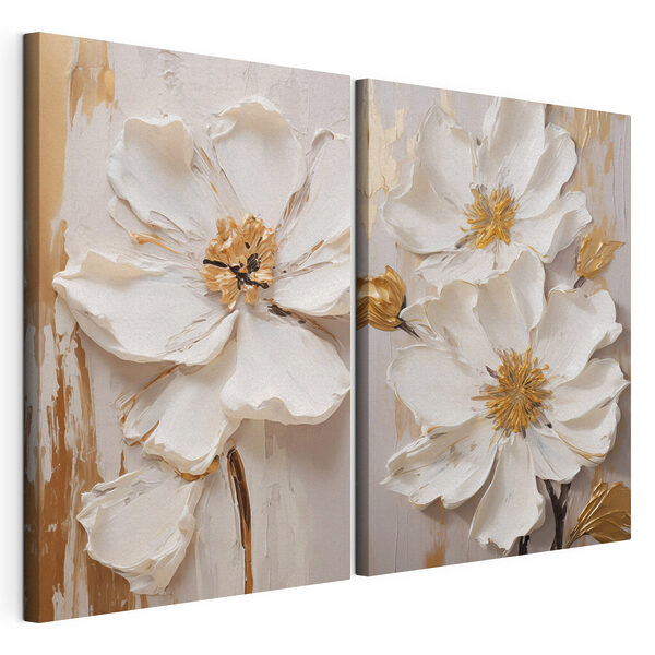 - Des fleurs élégantes aux teintes douces Impression sur toile modulaire - Des fleurs élégantes aux teintes douces