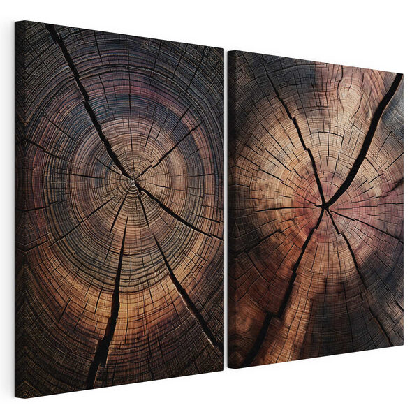 Les motifs complexes du bois, révélés par la nature Impression sur toile modulaire Les motifs complexes du bois, révélés par la nature