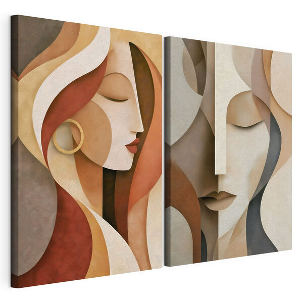 Des visages élégants dans un style abstrait Impression sur toile modulaire Des visages élégants dans un style abstrait