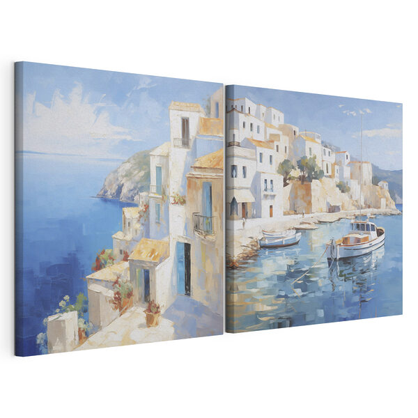 Peinture représentant un bateau sur l'eau Impression sur toile modulaire Peinture représentant un bateau sur l'eau