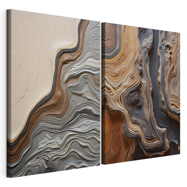 Des couches fluides aux teintes naturelles Impression sur toile modulaire Des couches fluides aux teintes naturelles