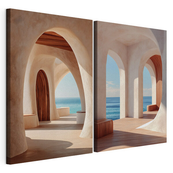 Pièce avec une porte et un banc Impression sur toile modulaire Pièce avec une porte et un banc