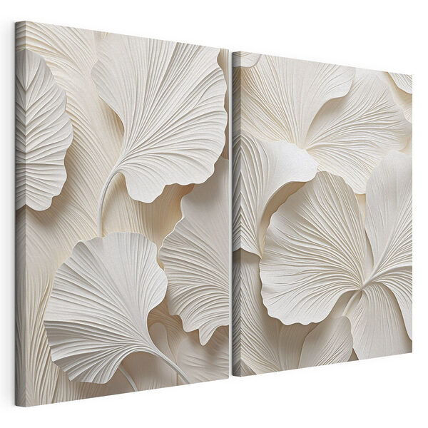 Impression sur toile modulaire Des feuilles délicates aux teintes douces