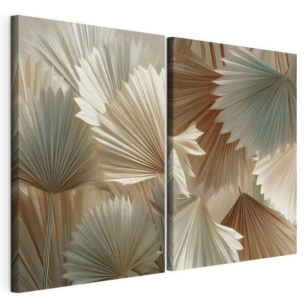 Impression sur toile modulaire Collage de feuilles en forme d'éventail