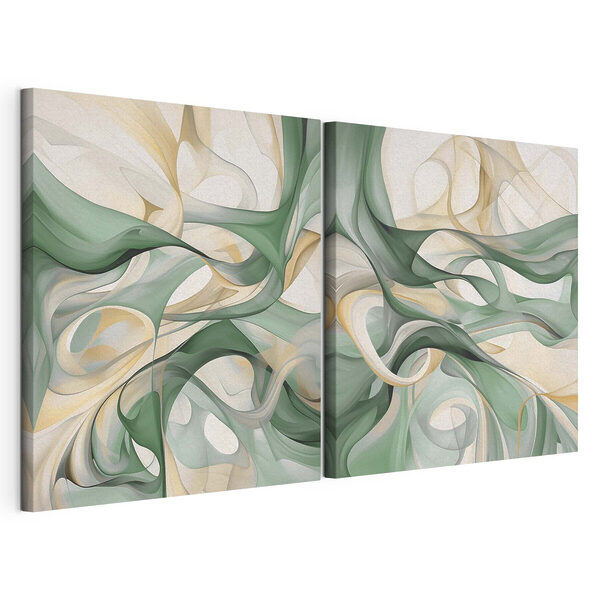 Impression sur toile modulaire Des vagues dynamiques aux couleurs froides
