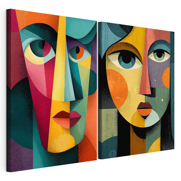 Impression sur toile modulaire Deux visages de couleurs différentes