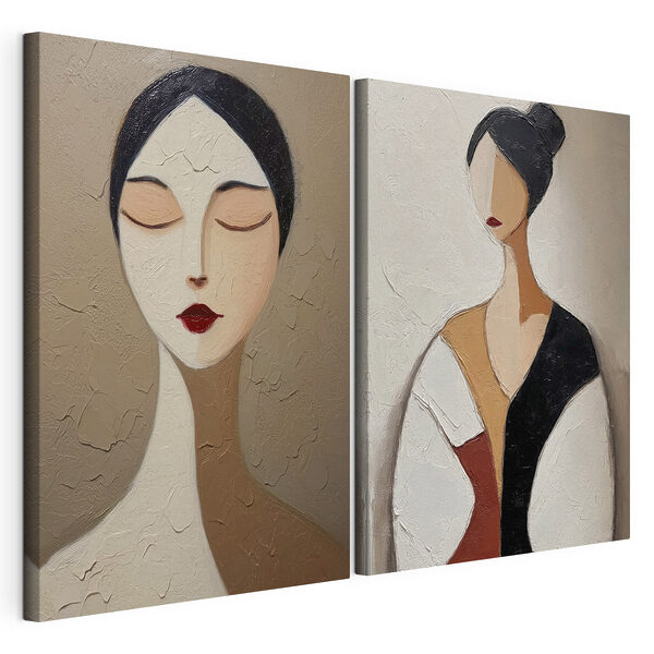Collage représentant un tableau d'une femme Impression sur toile modulaire Collage représentant un tableau d'une femme