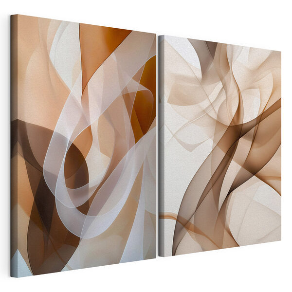 Des formes fluides aux tons chauds Impression sur toile modulaire Des formes fluides aux tons chauds