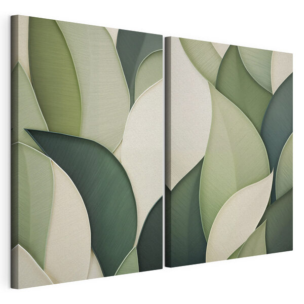 De douces courbes dans les tons verts et beiges Impression sur toile modulaire De douces courbes dans les tons verts et beiges