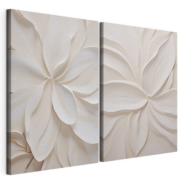Collage de fleurs en papier blanc Impression sur toile modulaire Collage de fleurs en papier blanc