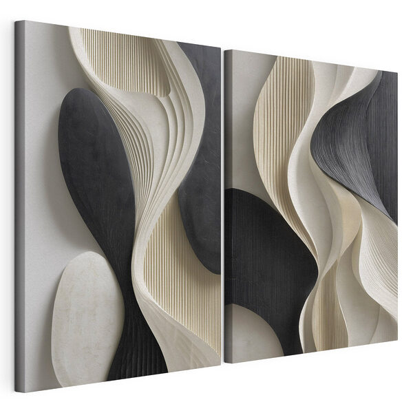 Formes sculpturales aux couleurs contrastées Impression sur toile modulaire Formes sculpturales aux couleurs contrastées