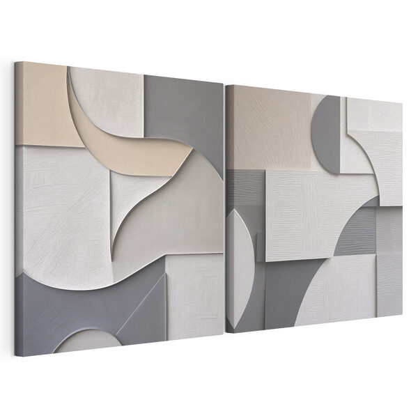 Formes abstraites aux couleurs sobres Impression sur toile modulaire Formes abstraites aux couleurs sobres