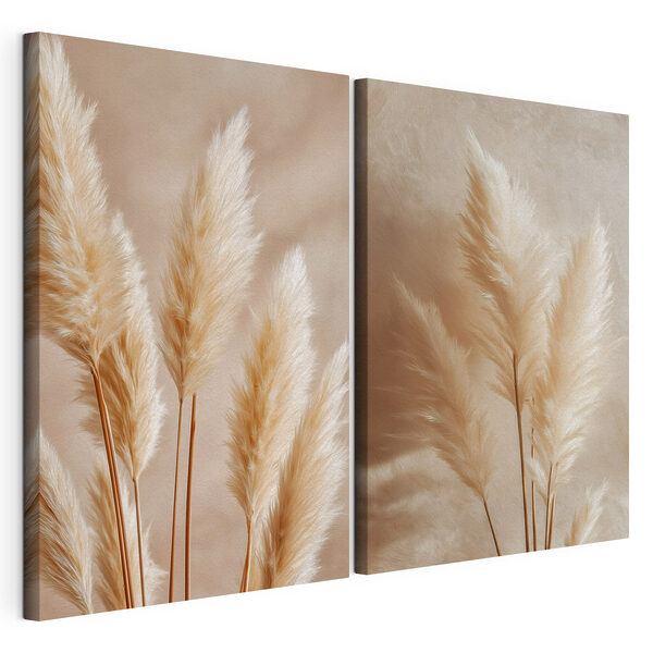Composition de graminées de la pampa, douces et délicates Impression sur toile modulaire Composition de graminées de la pampa, douces et délicates
