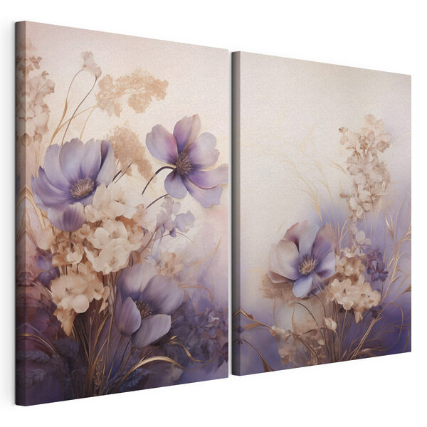 Impression sur toile modulaire Des fleurs délicates aux teintes douces